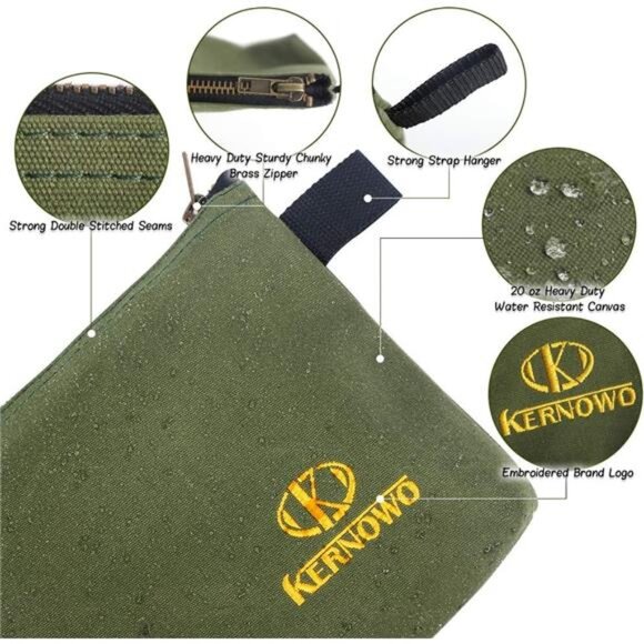 4 Pack Upgrade Zipper Canvas Tool Pouch, 20 oz Heavy Duty Tool Bag - Picture 5 of 8